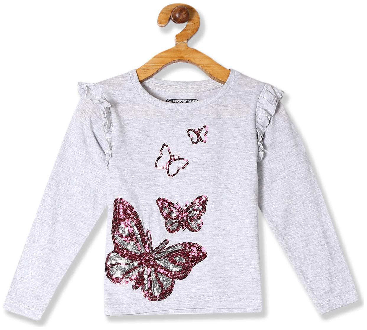 

CHEROKEE Girl Cotton Embellished T shirt - Grey