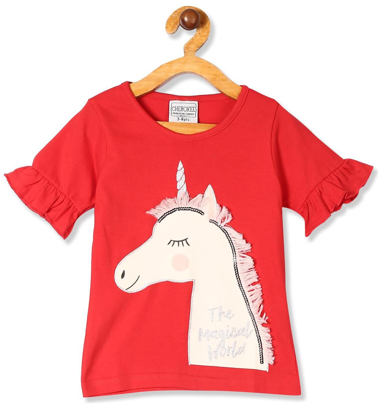 

CHEROKEE Girl Cotton Embellished Top - Red