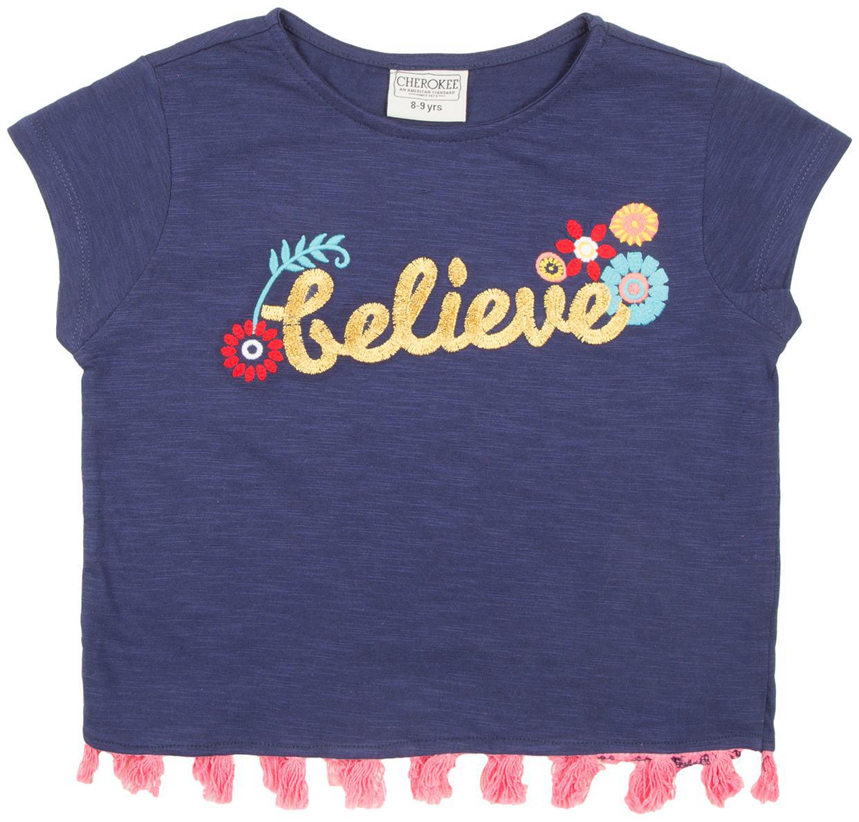 

CHEROKEE Girl Cotton Self design Top - Blue