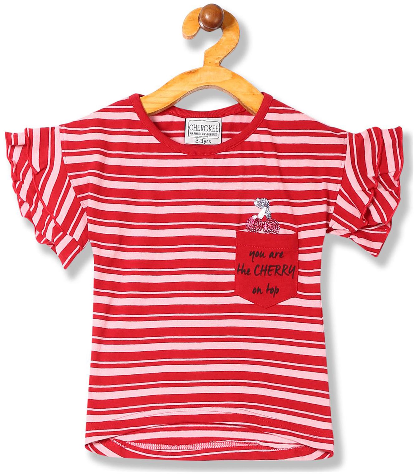 

CHEROKEE Girl Cotton Striped Top - Red