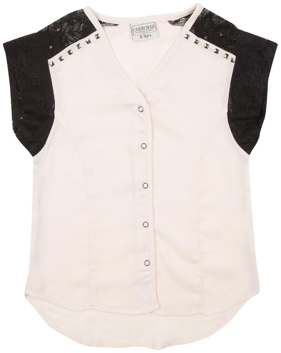 

CHEROKEE Girl Polyester Colorblocked Top - White