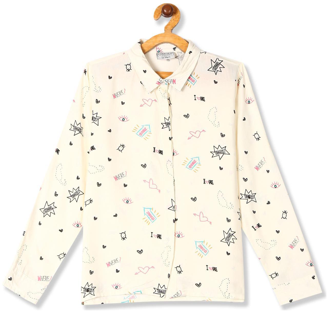 

CHEROKEE Girl Rayon Printed Shirt - White