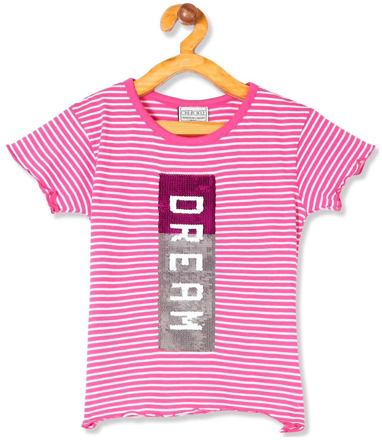 

CHEROKEE Girl Cotton Embellished T shirt - Pink