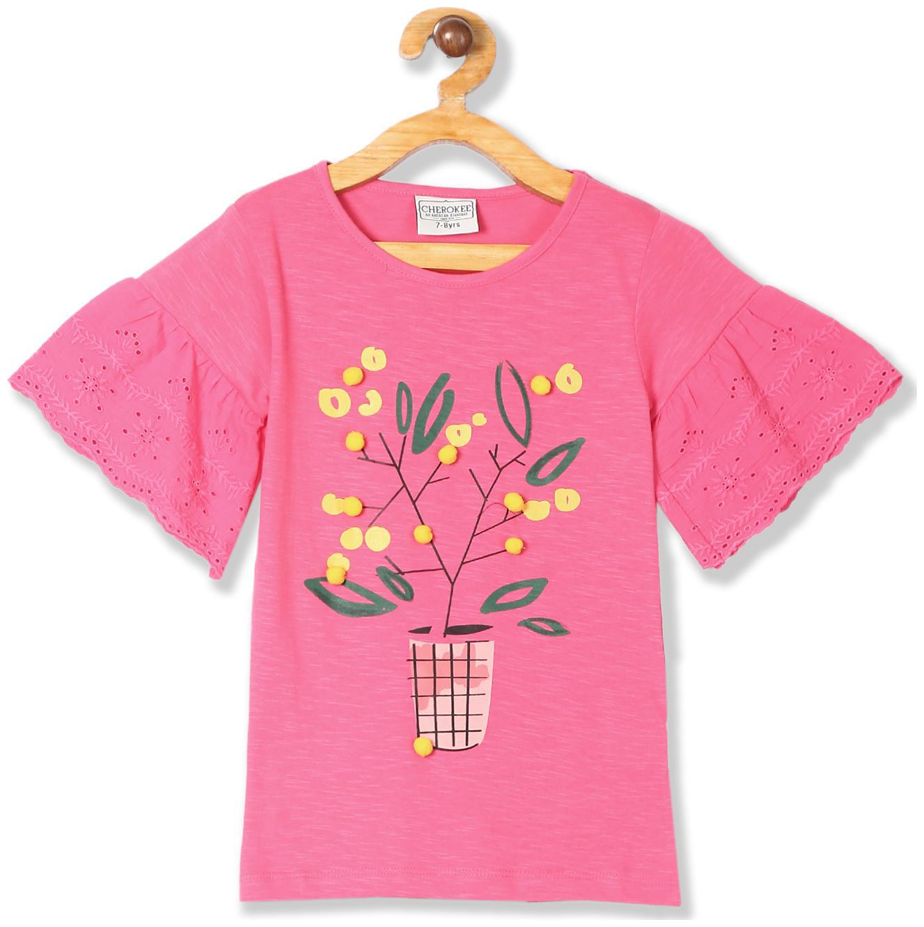 

CHEROKEE Girl Cotton Printed Top - Pink
