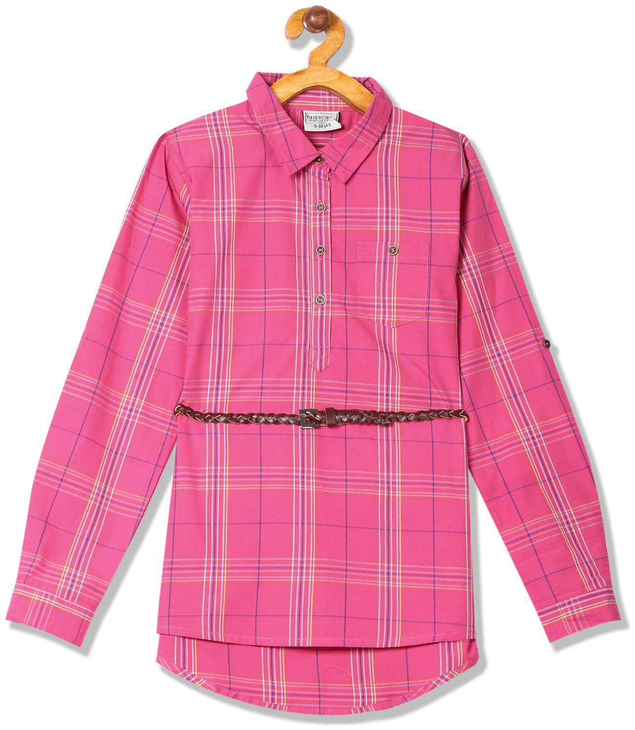 

CHEROKEE Girl Cotton Checked Top - Pink