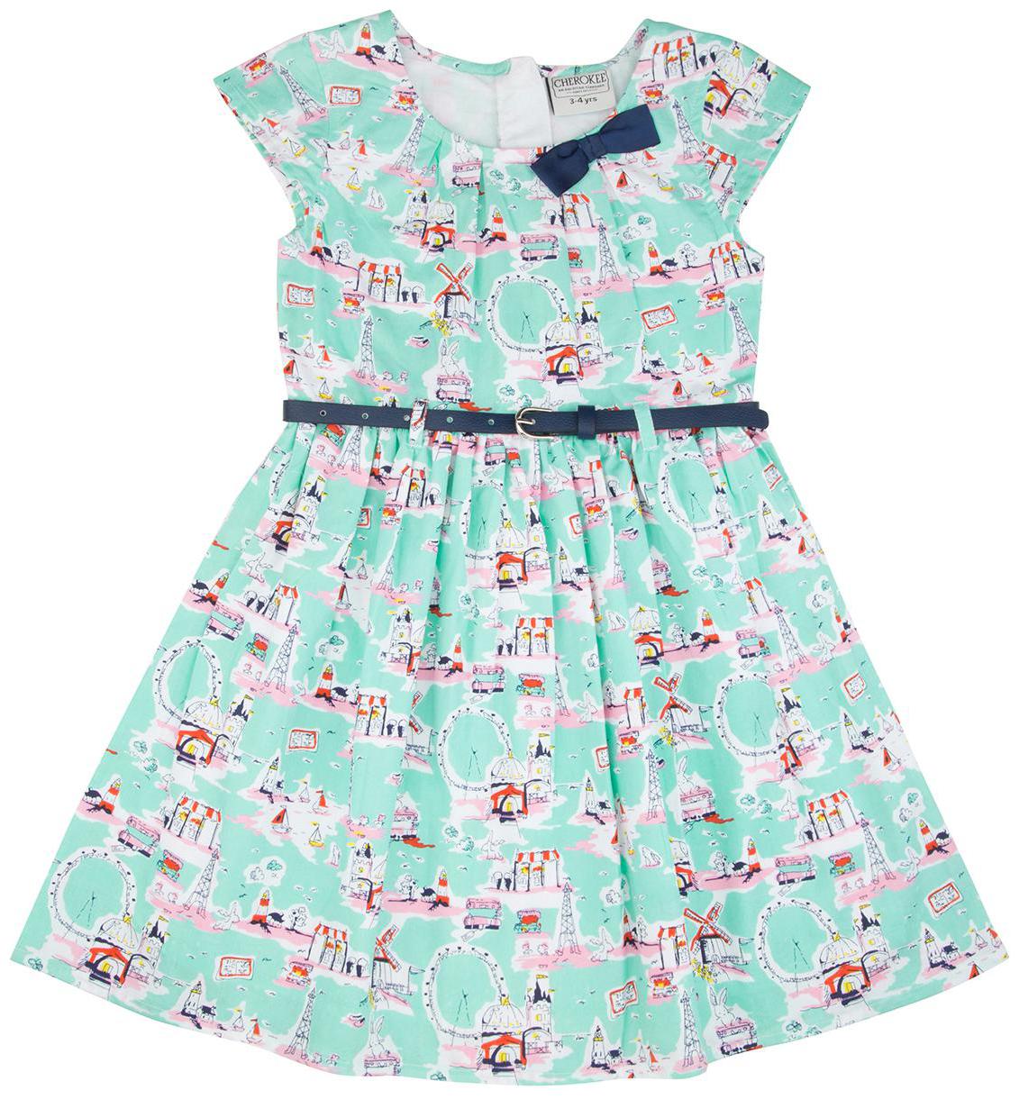 

CHEROKEE Green Cotton Short Sleeves Knee Length Princess Frock ( Pack of 1 )