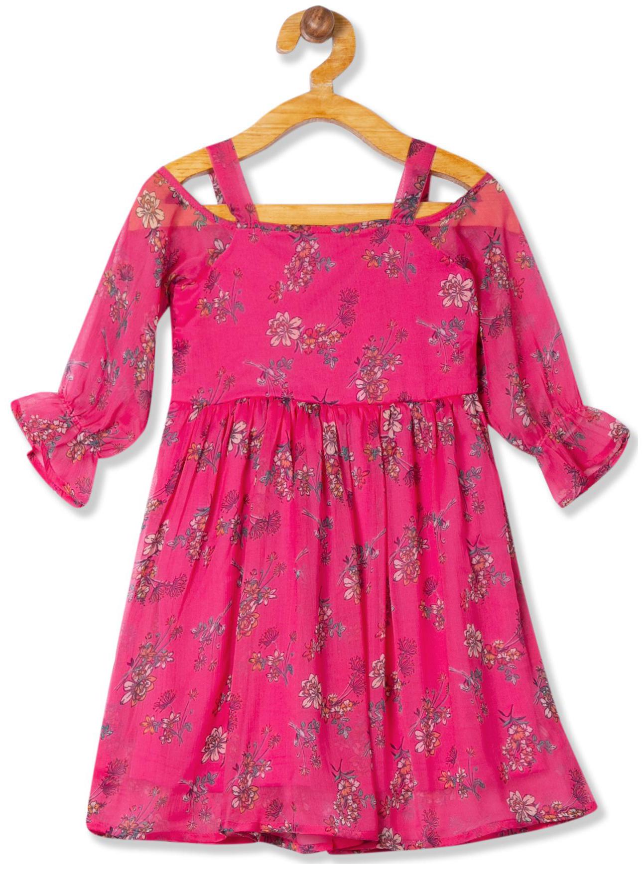 

CHEROKEE Pink Polyester 3 4th Sleeves Knee Length Princess Frock ( Pack of 1 )