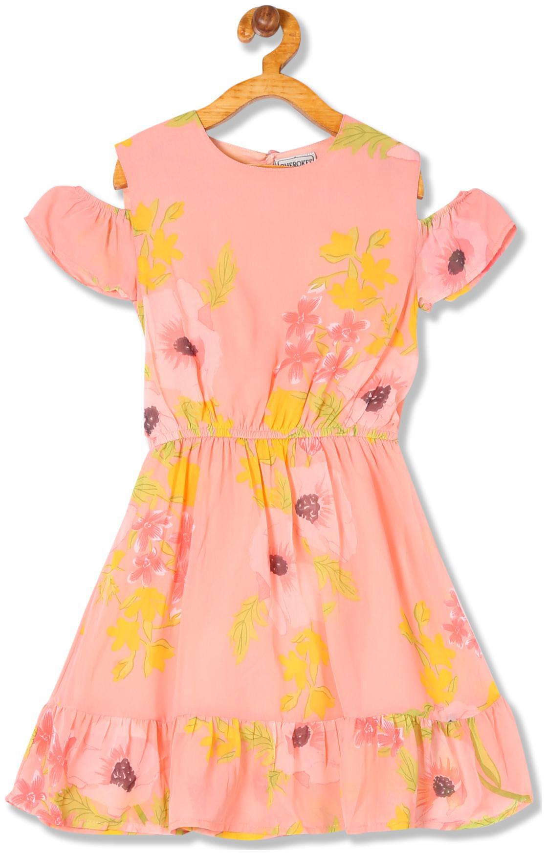 

CHEROKEE Pink Polyester Short Sleeves Knee Length Princess Frock ( Pack of 1 )