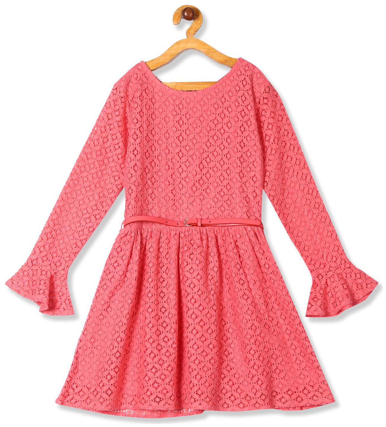 

CHEROKEE Pink Cotton Full Sleeves Knee Length Princess Frock ( Pack of 1 )