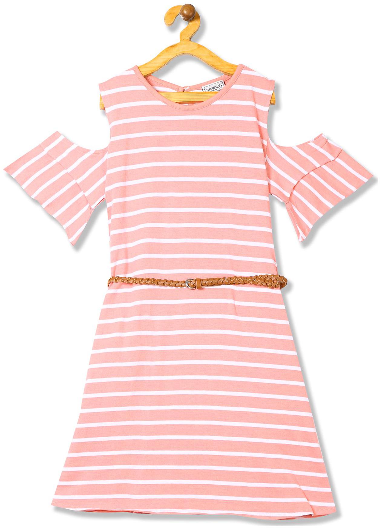 

CHEROKEE Pink Cotton Short Sleeves Knee Length Princess Frock ( Pack of 1 )