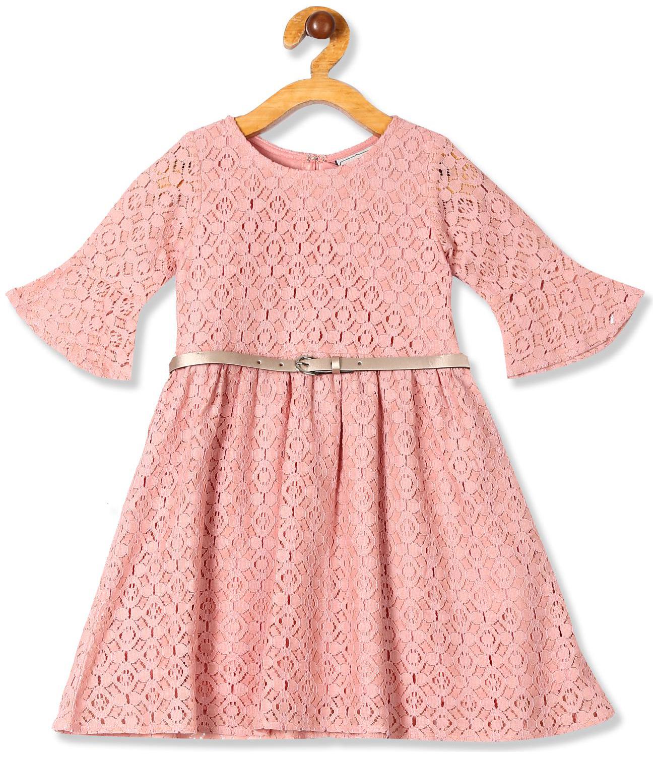 

CHEROKEE Pink Cotton Short Sleeves Knee Length Princess Frock ( Pack of 1 )