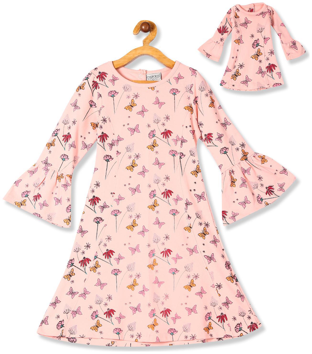 

CHEROKEE Pink Cotton Short Sleeves Knee Length Princess Frock ( Pack of 1 )