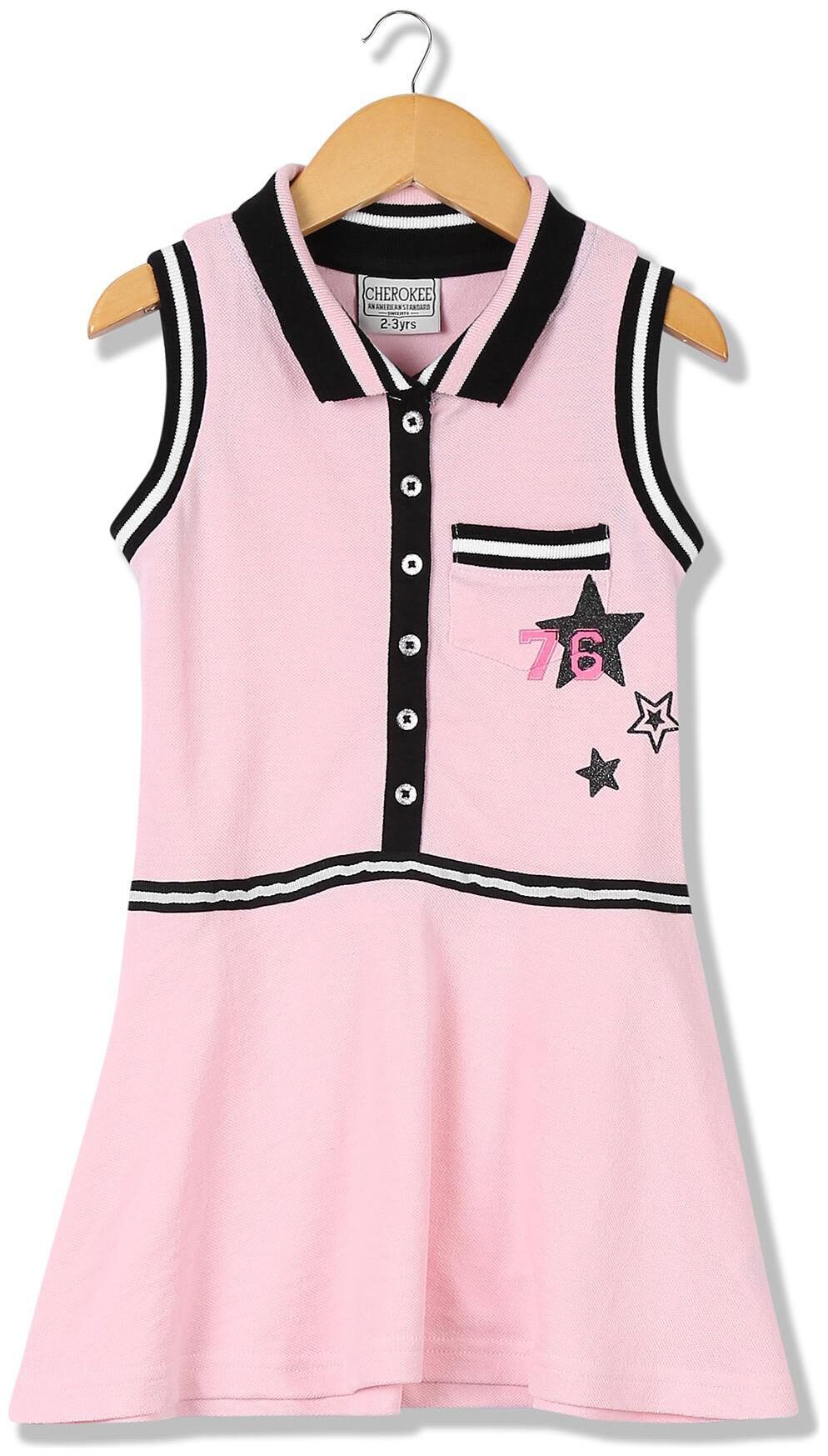 

CHEROKEE Pink Cotton Sleeveless Knee Length Princess Frock ( Pack of 1 )