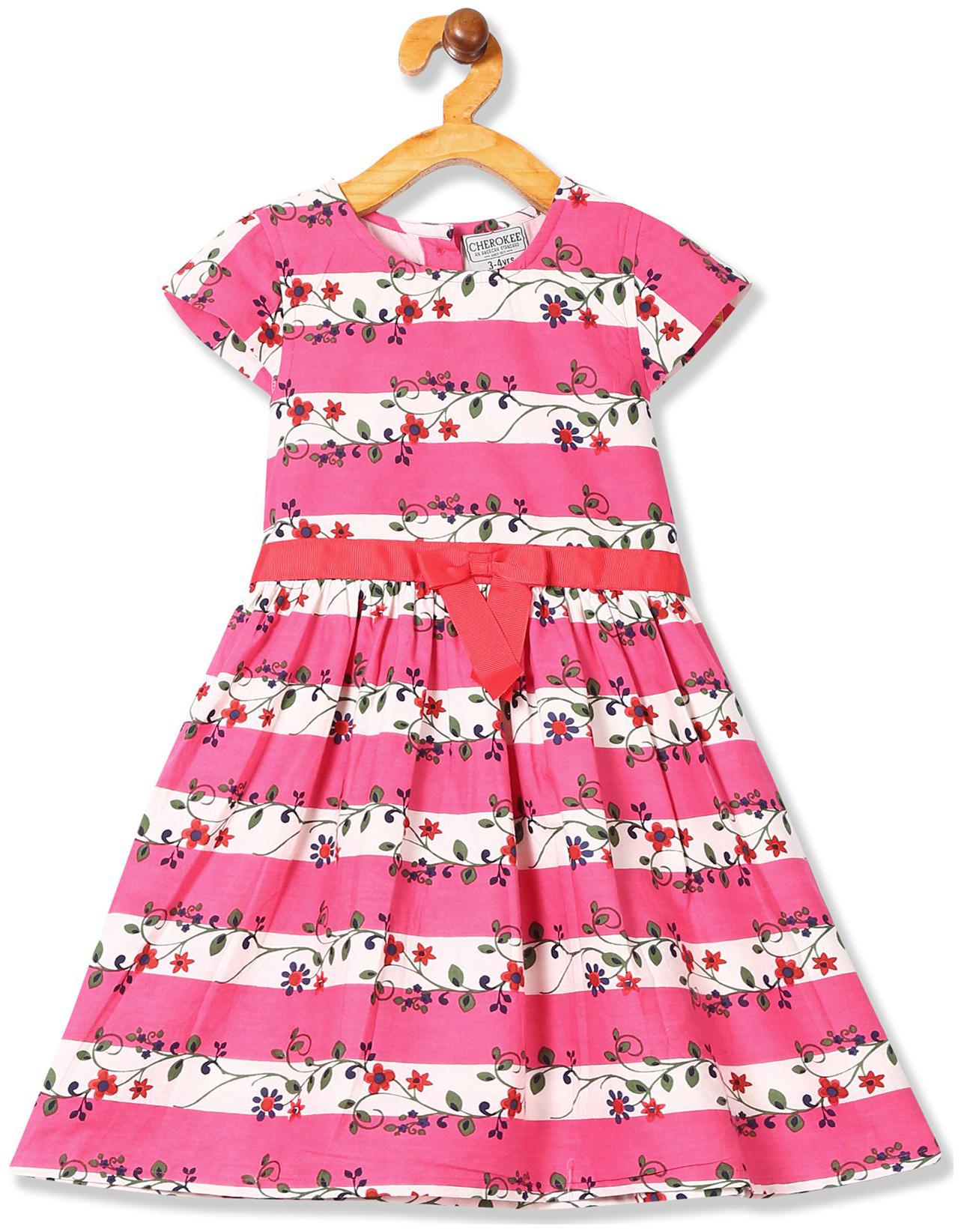 

CHEROKEE Pink Cotton Short Sleeves Knee Length Princess Frock ( Pack of 1 )