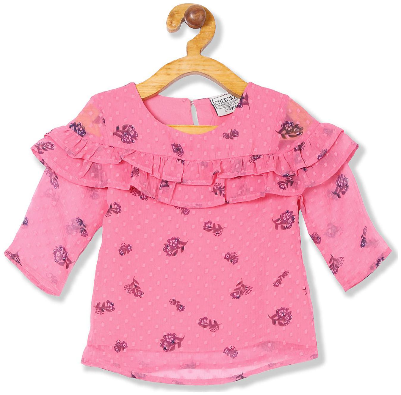 

CHEROKEE Polyester Printed Top for Baby Girl - Pink