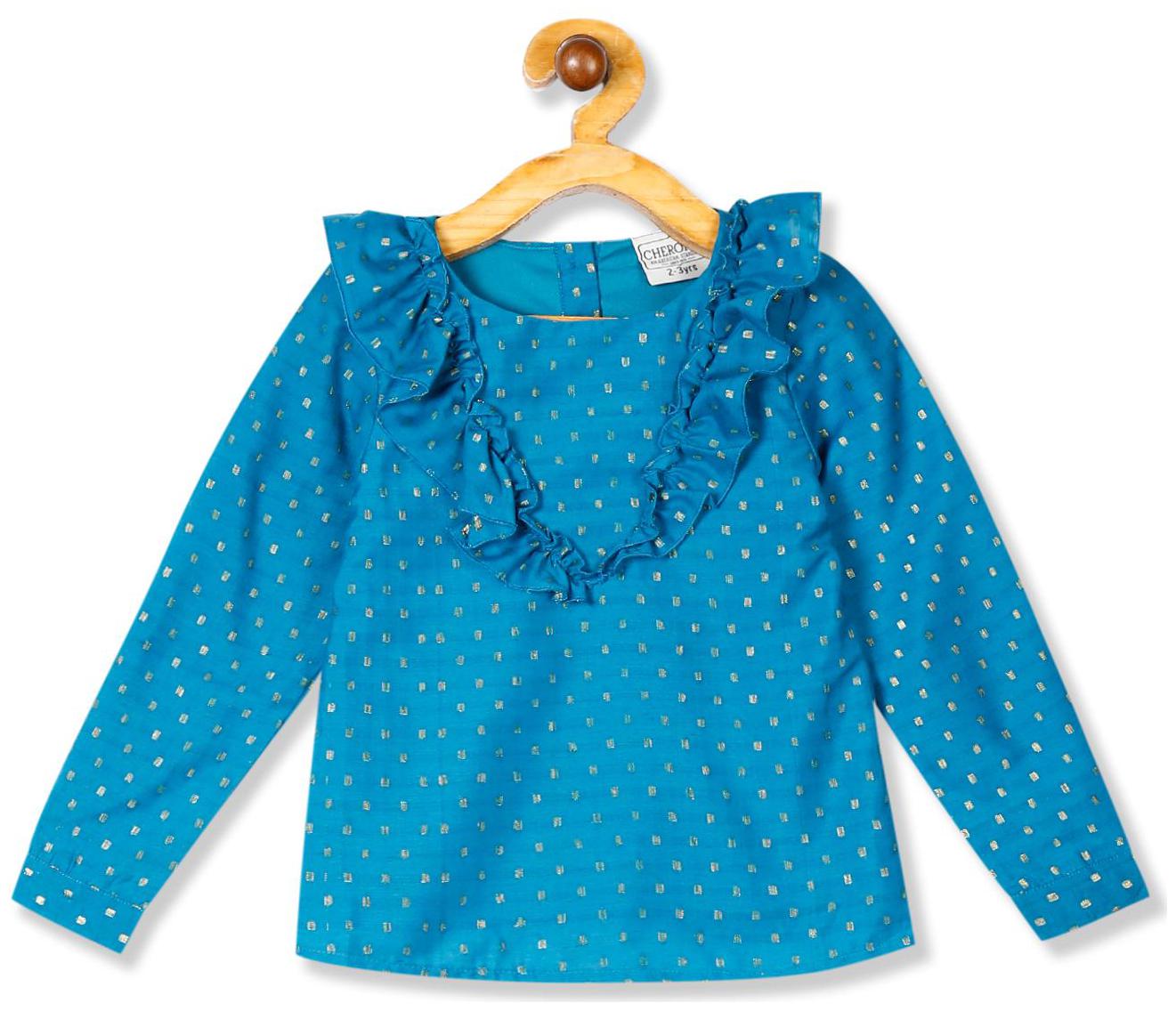 

CHEROKEE Polyester Self design Top for Baby Girl - Blue