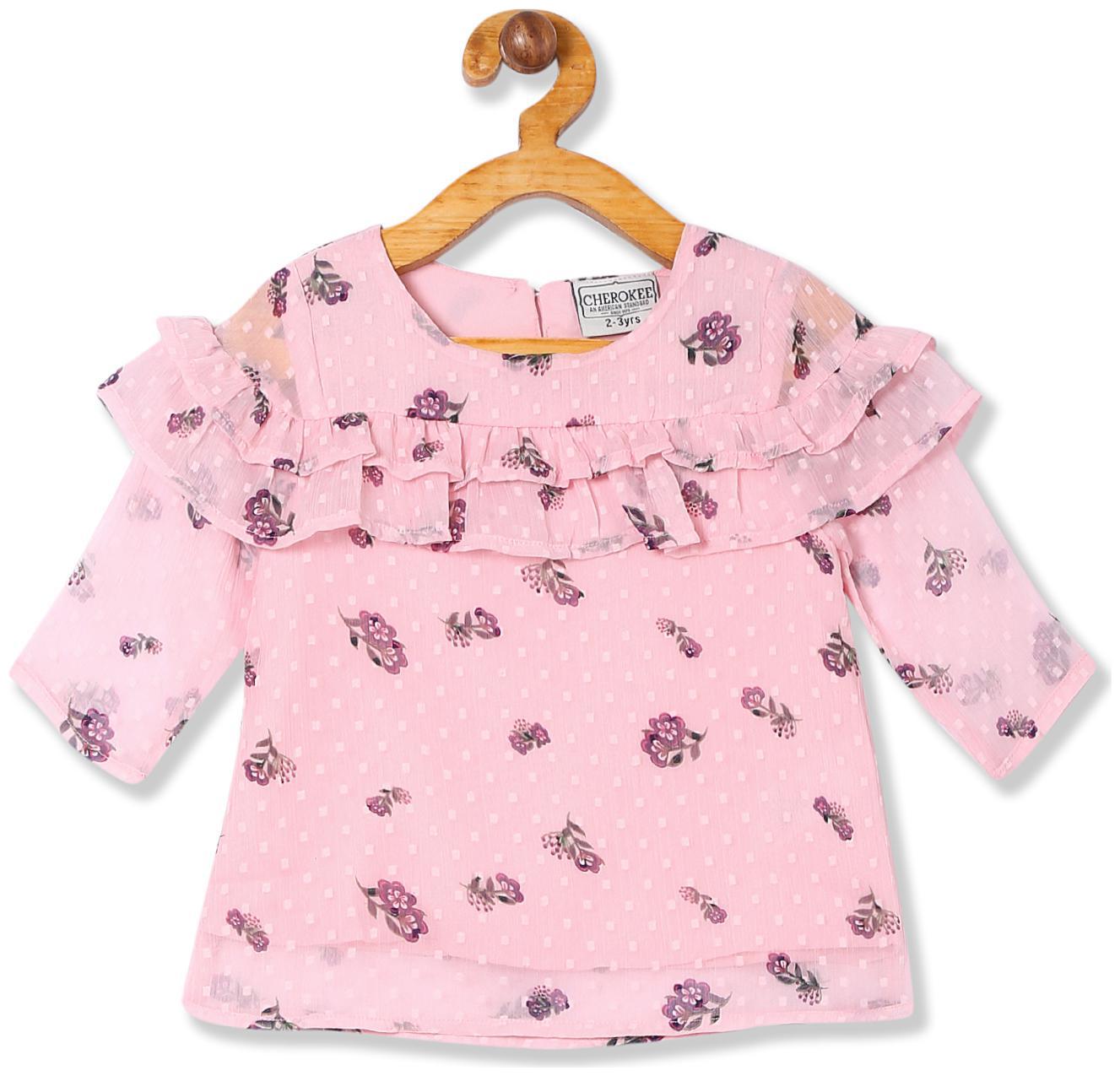 

CHEROKEE Polyester Printed Top for Baby Girl - Pink