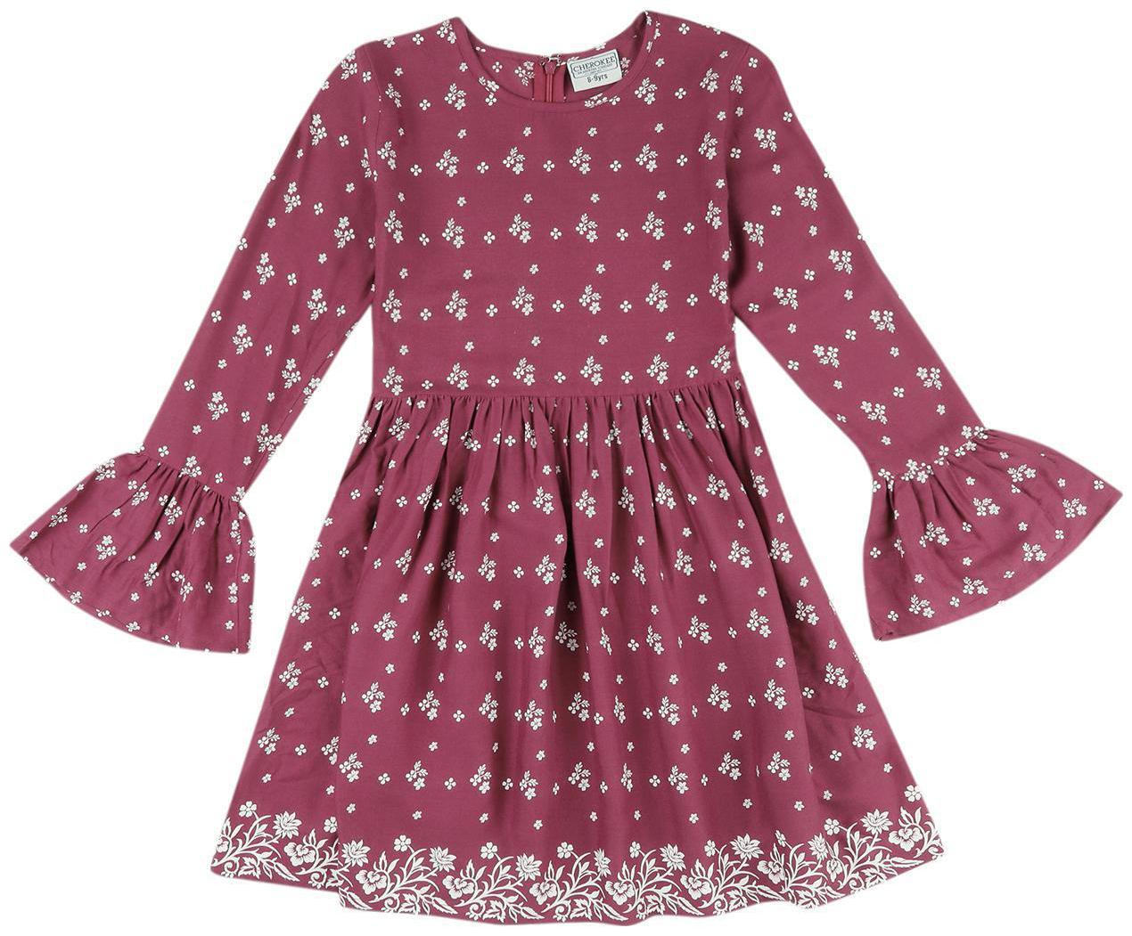 

CHEROKEE Purple Viscose Full Sleeves Knee Length Princess Frock ( Pack of 1 )