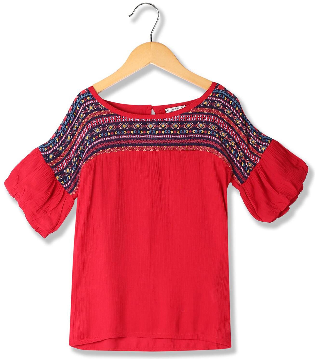 

CHEROKEE Rayon Printed Top for Baby Girl - Red