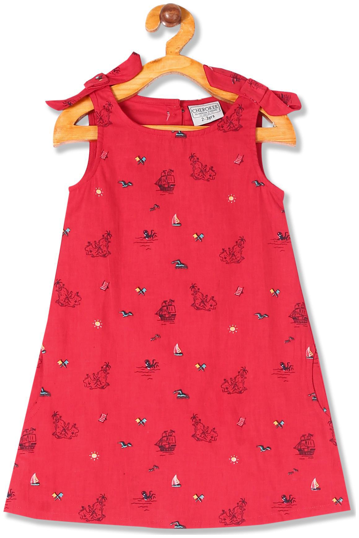 

CHEROKEE Red Cotton Blend Sleeveless Knee Length Princess Frock ( Pack of 1 )