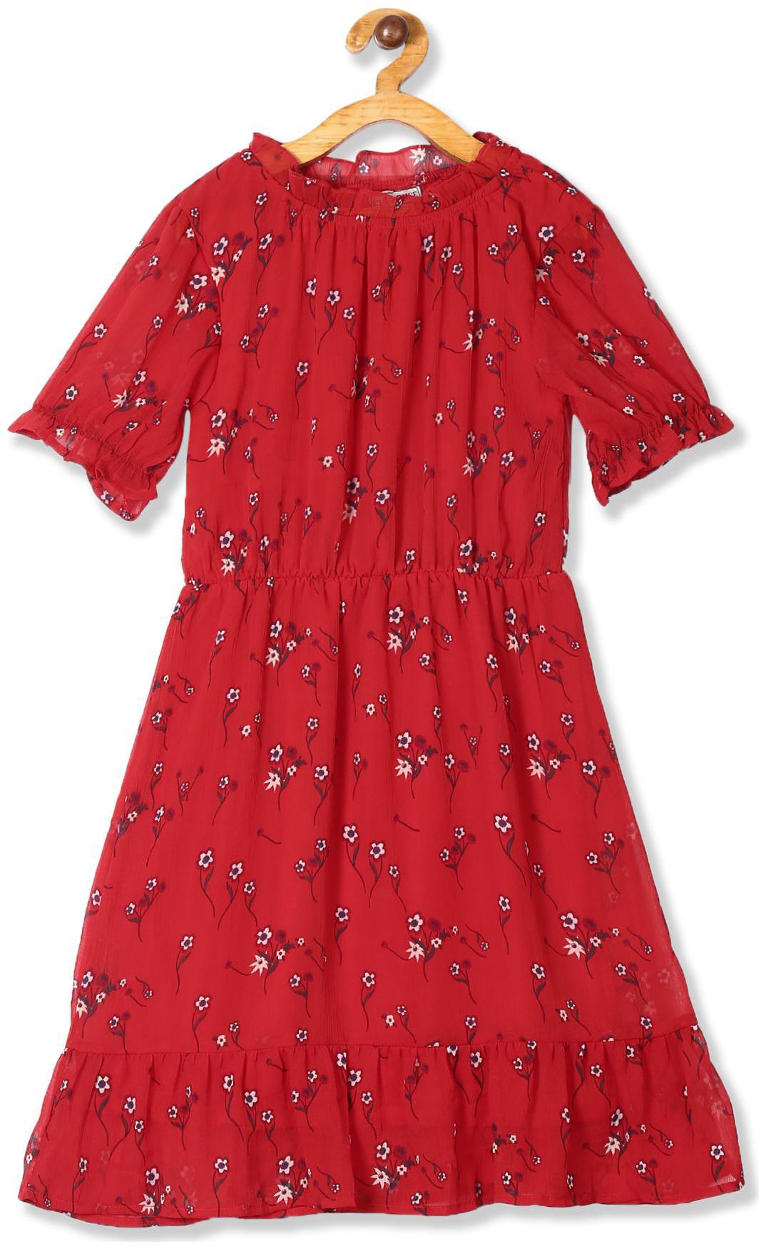 

CHEROKEE Red Polyester Short Sleeves Knee Length Princess Frock ( Pack of 1 )
