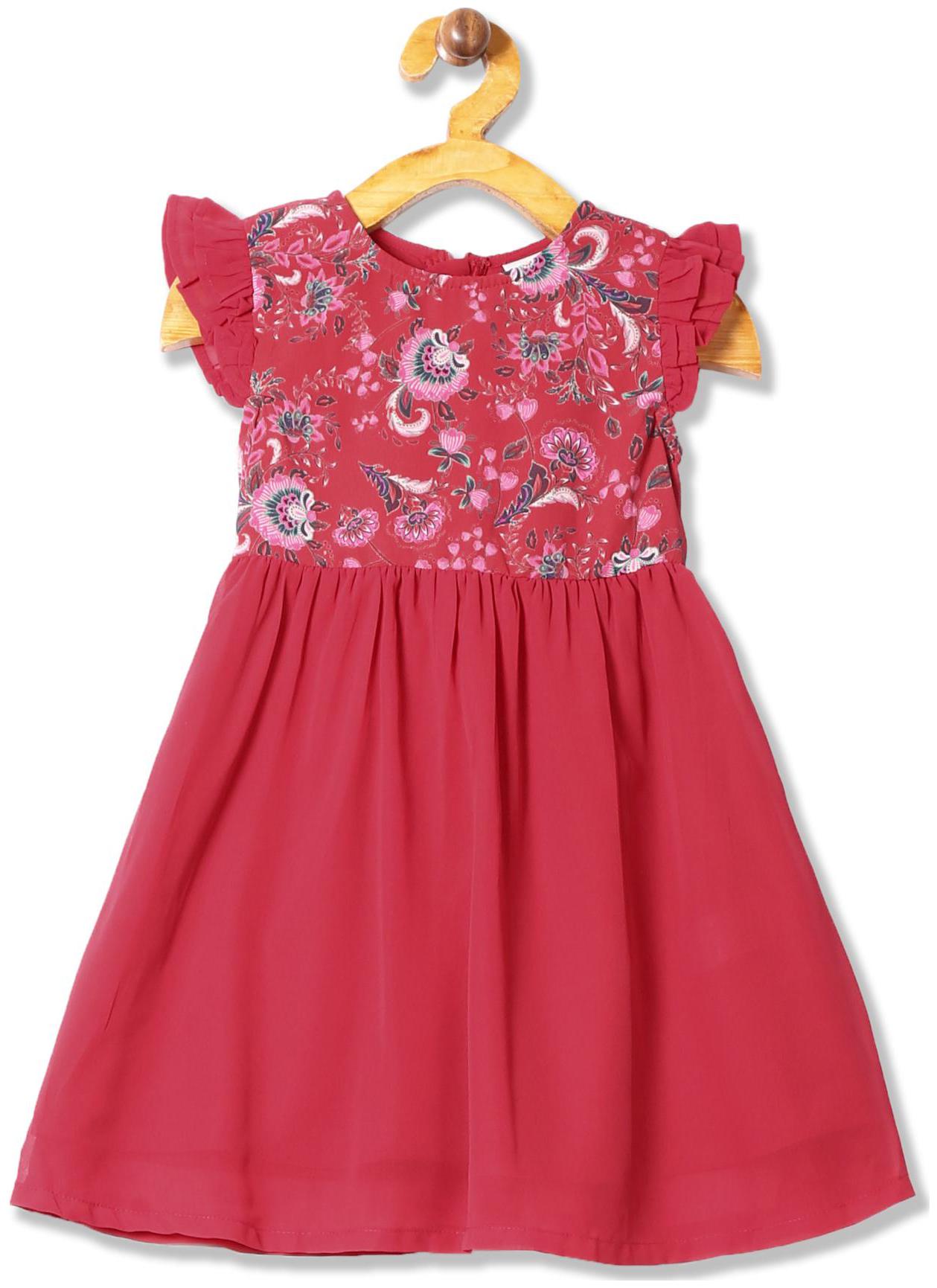 

CHEROKEE Red Polyester Short Sleeves Knee Length Princess Frock ( Pack of 1 )