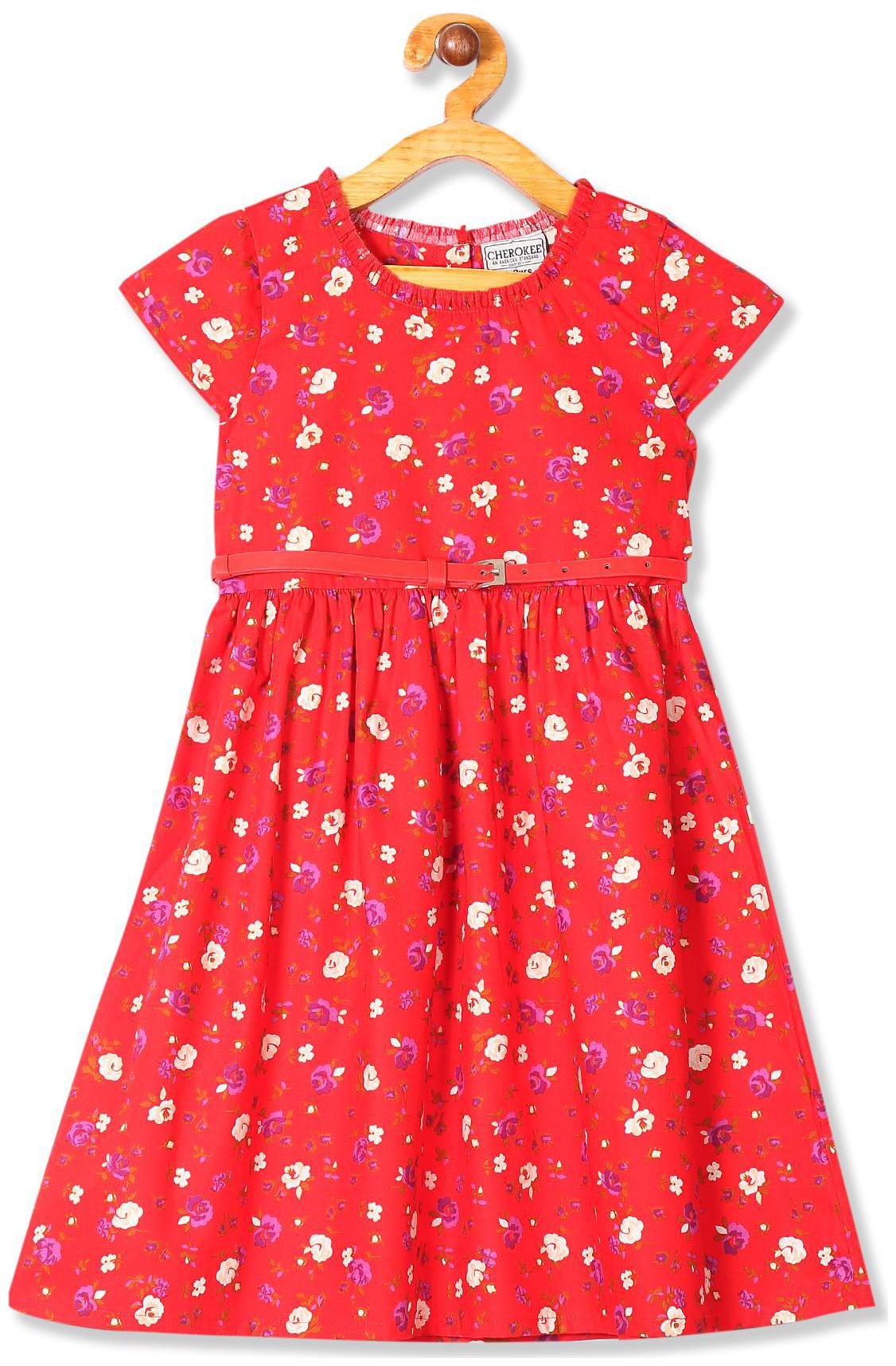 

CHEROKEE Red Cotton Short Sleeves Knee Length Princess Frock ( Pack of 1 )