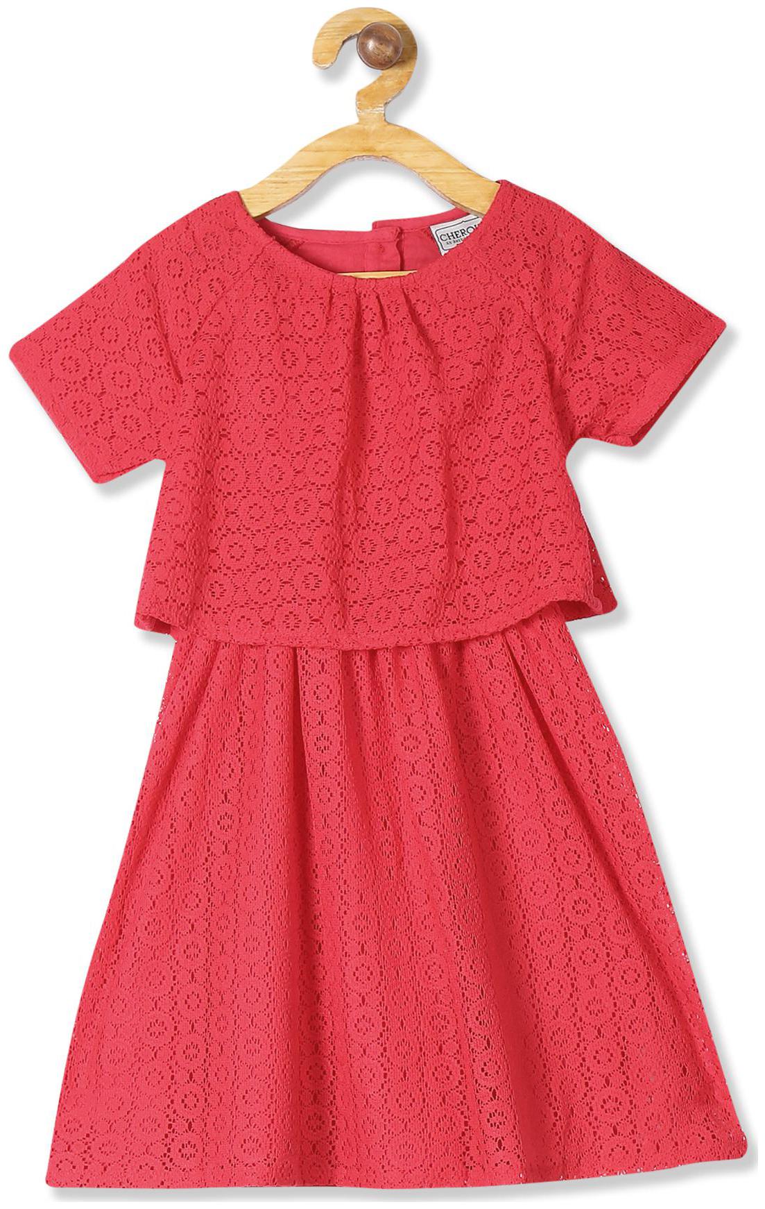 

CHEROKEE Red Polyester Short Sleeves Knee Length Princess Frock ( Pack of 1 )