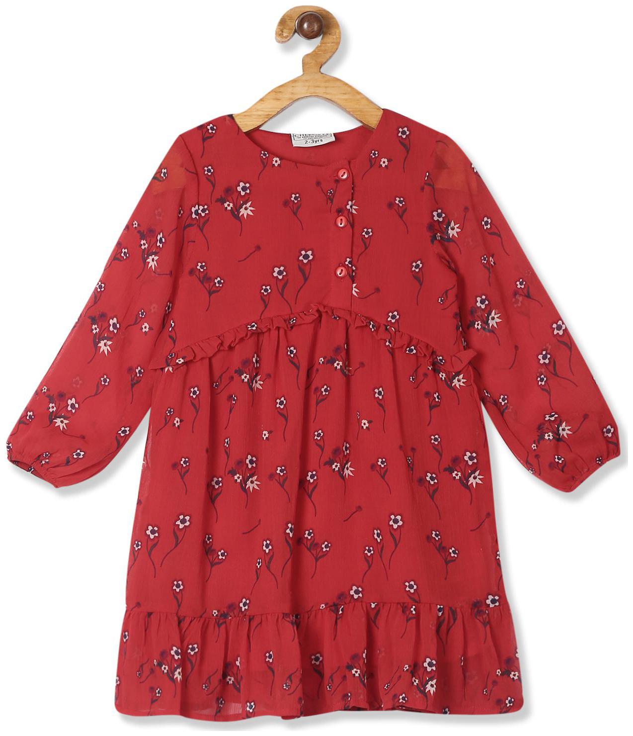 

CHEROKEE Red Cotton Full Sleeves Knee Length Princess Frock ( Pack of 1 )