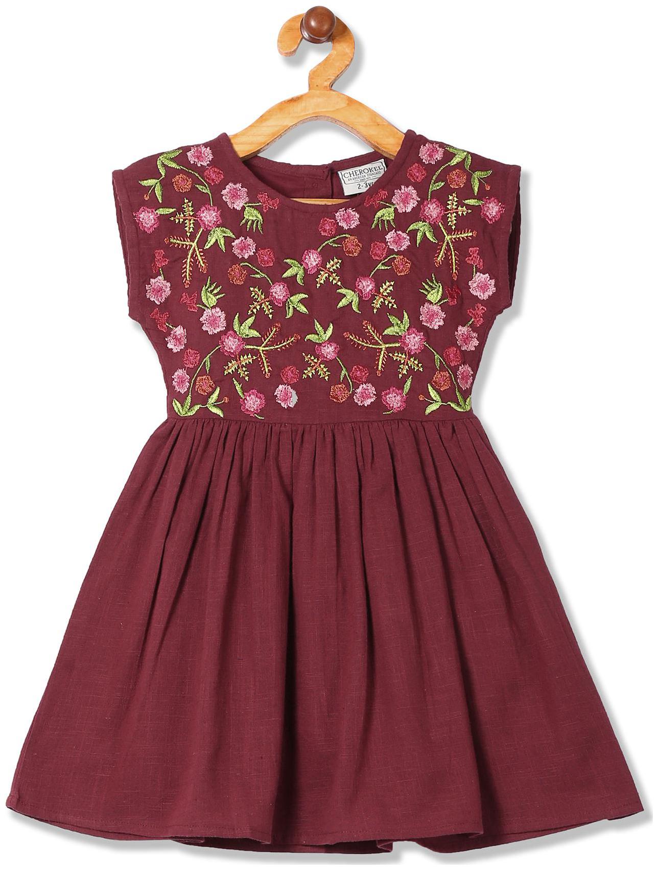 

CHEROKEE Red Cotton Short Sleeves Knee Length Princess Frock ( Pack of 1 )