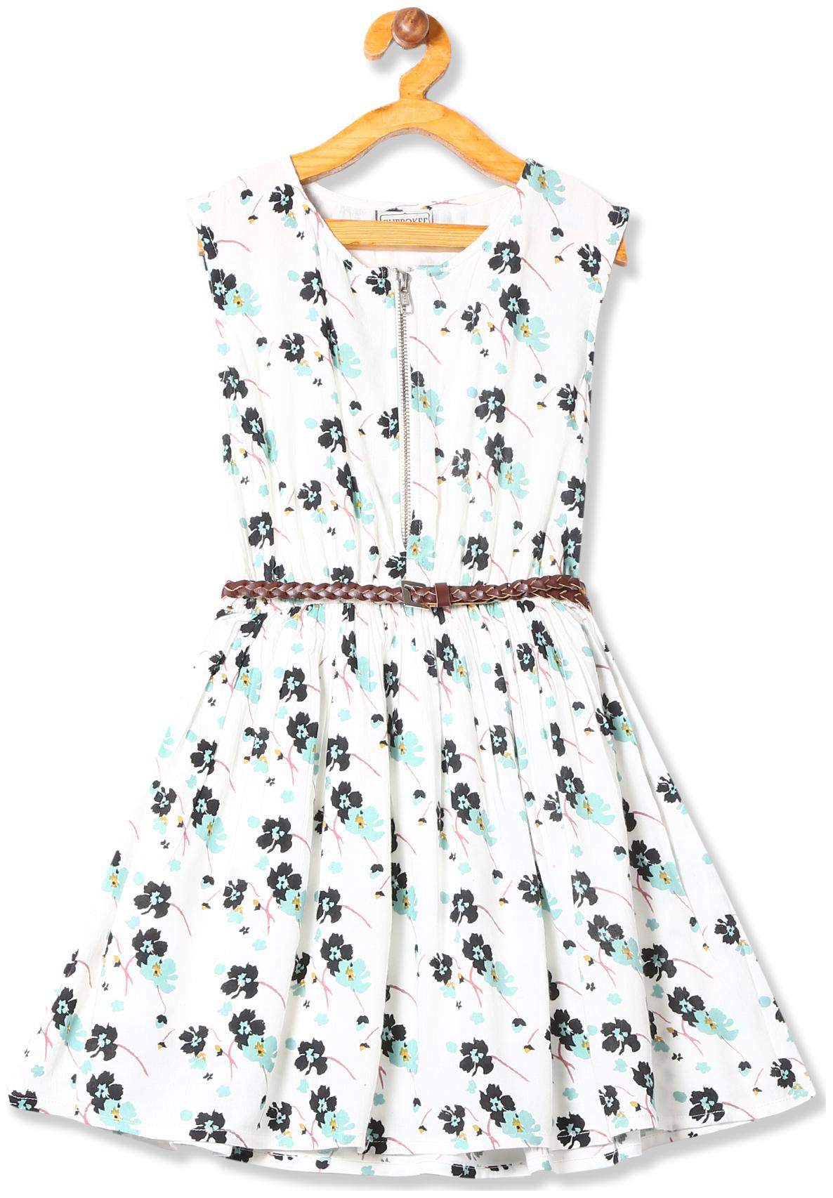 

CHEROKEE White Viscose Sleeveless Knee Length Princess Frock ( Pack of 1 )