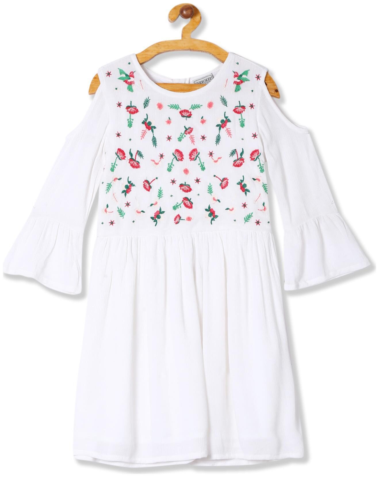 

CHEROKEE White Rayon Full Sleeves Knee Length Princess Frock ( Pack of 1 )