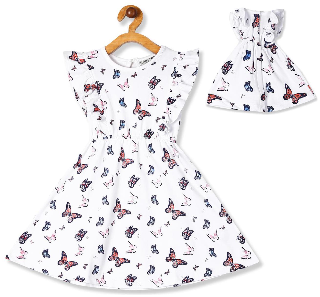 

CHEROKEE White Cotton Full Sleeves Knee Length Princess Frock ( Pack of 1 )