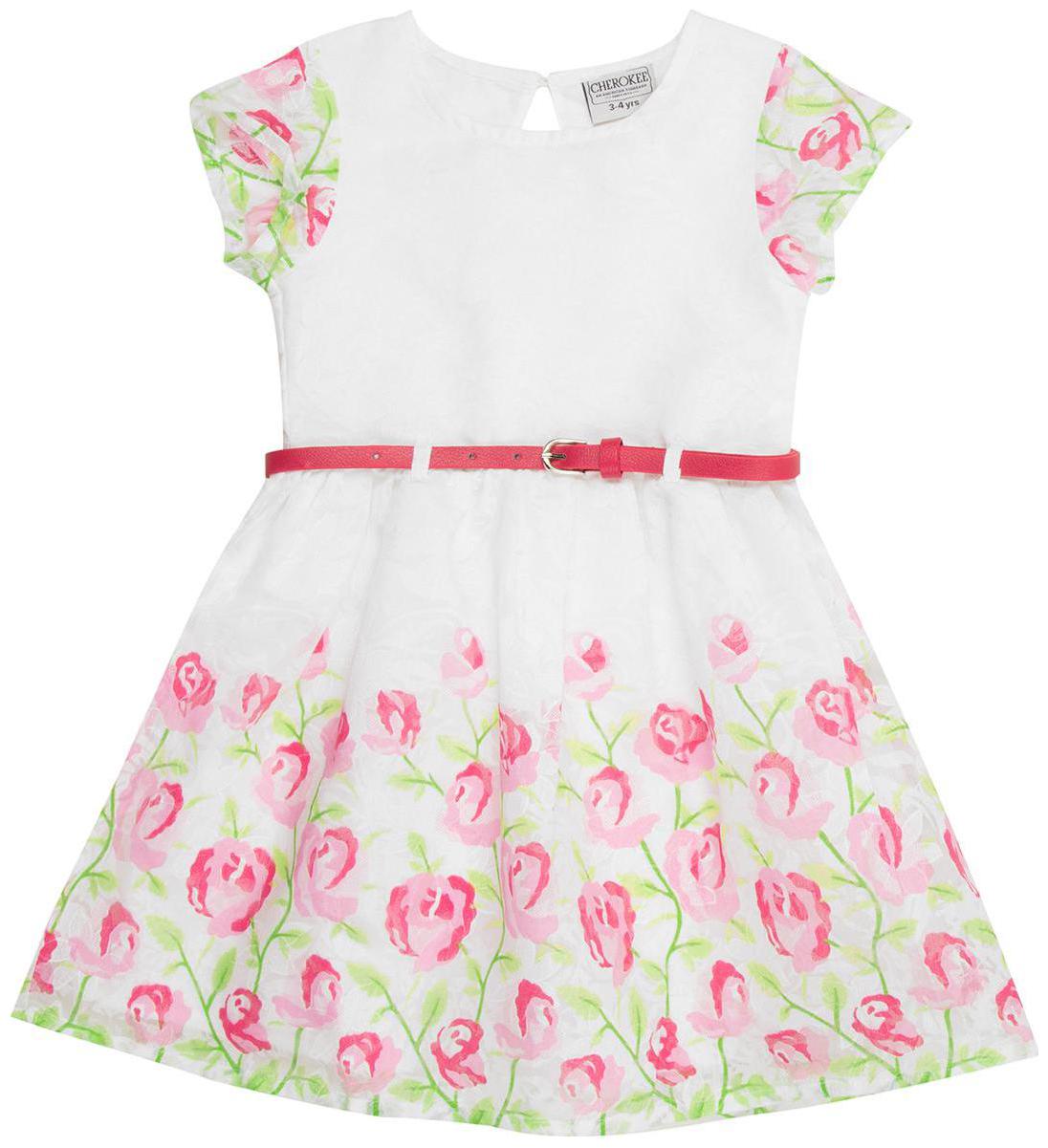 

CHEROKEE White Cotton Short Sleeves Knee Length Princess Frock ( Pack of 1 )