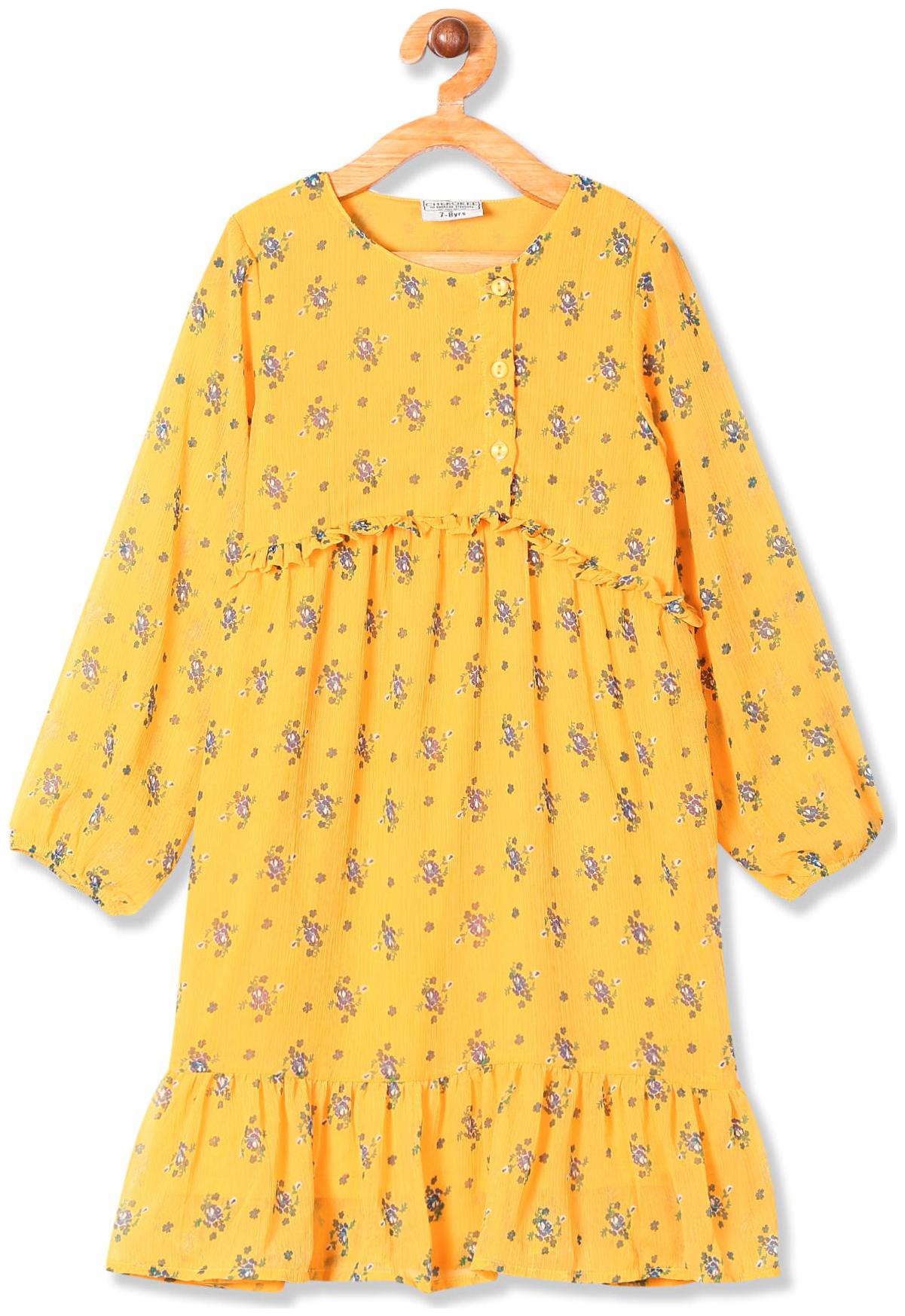

CHEROKEE Yellow Polyester Full Sleeves Knee Length Princess Frock ( Pack of 1 )