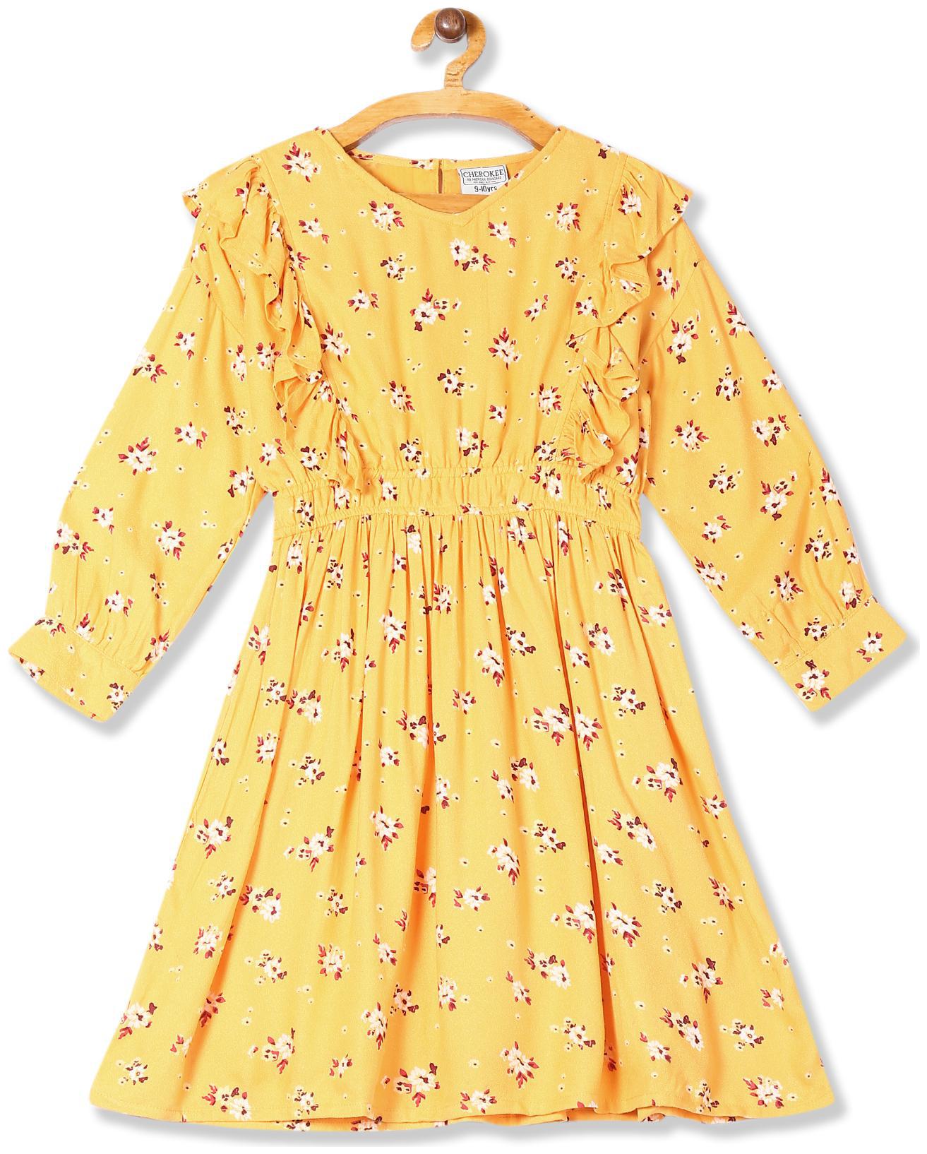 

CHEROKEE Yellow Rayon Full Sleeves Knee Length Princess Frock ( Pack of 1 )