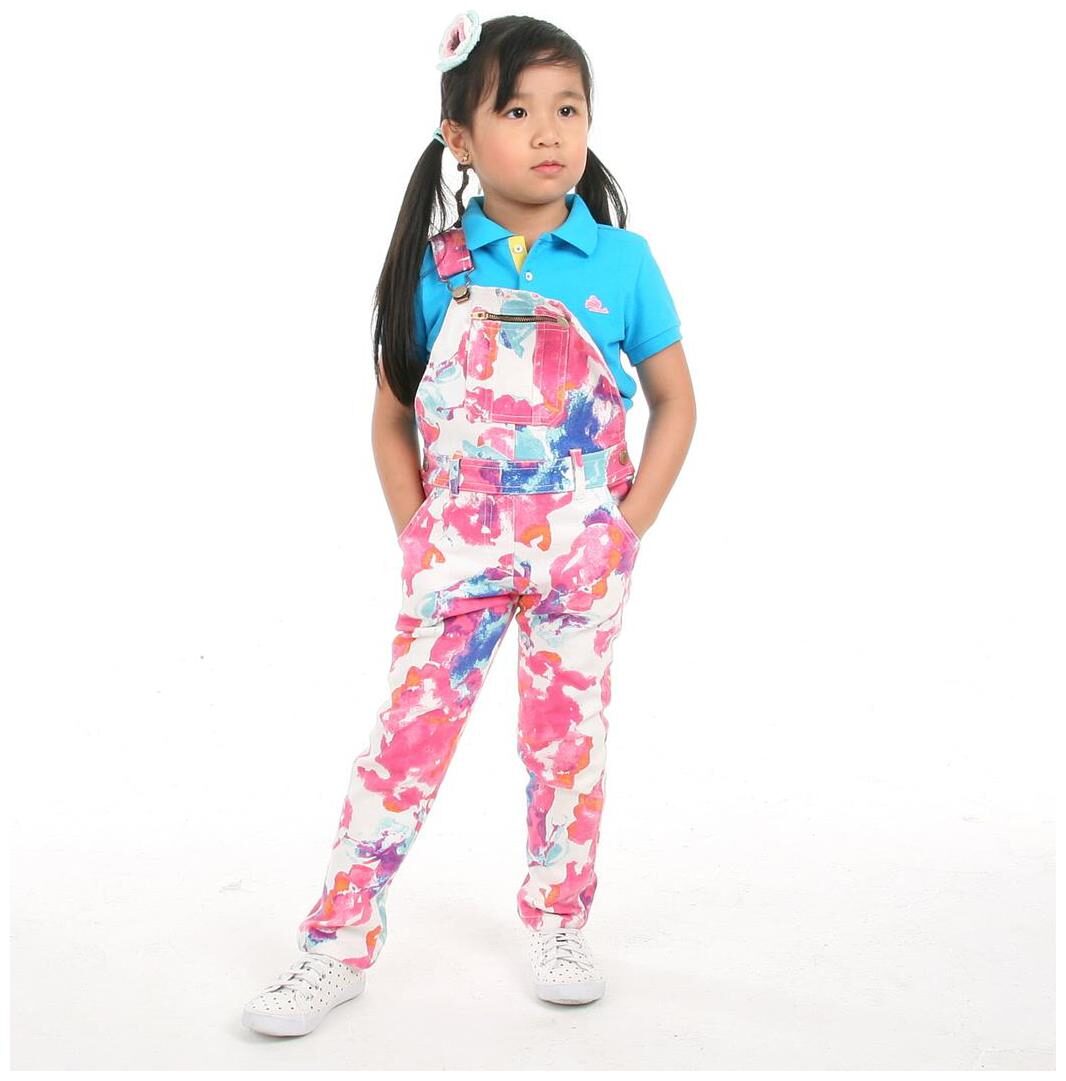 

Cherry Crumble Pink Multicolor Dungaree For Girl