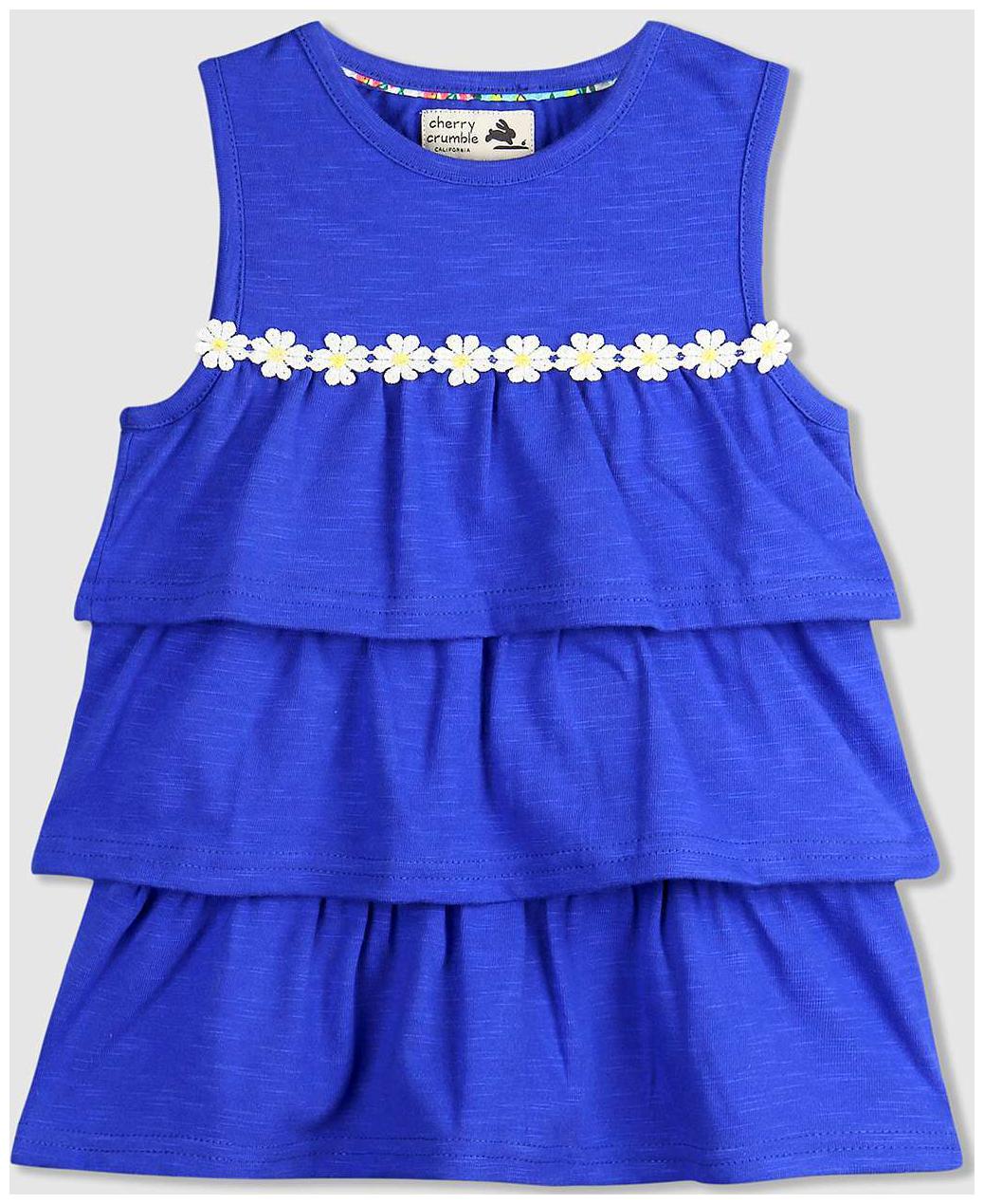 

Cherry Crumble By Nitt Hyman Cotton Solid Top for Baby Girl - Blue