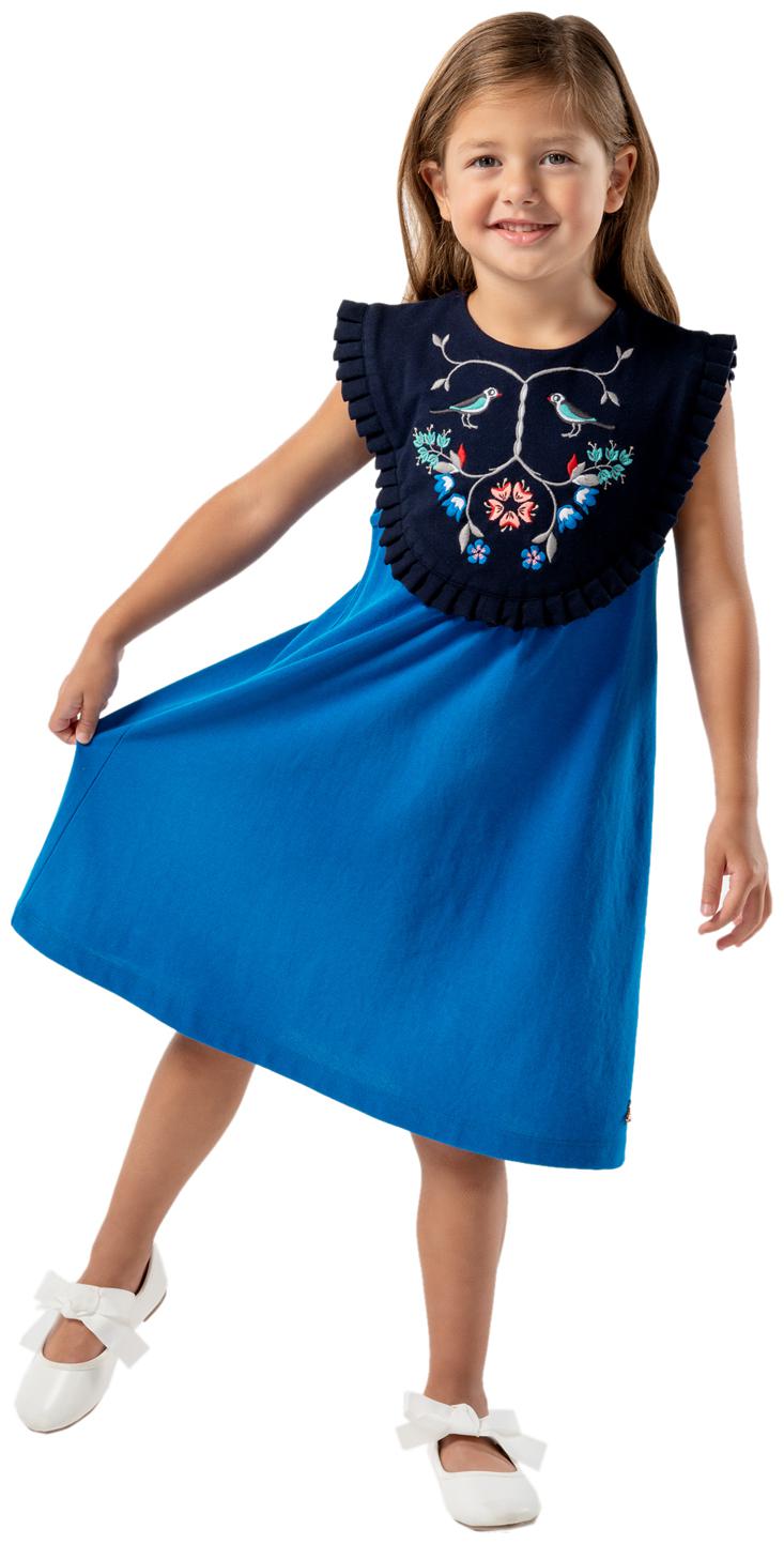 

Cherry Crumble By Nitt Hyman Blue Cotton Blend Sleeveless Knee Length Frock With Bloomer ( Pack of 1 )