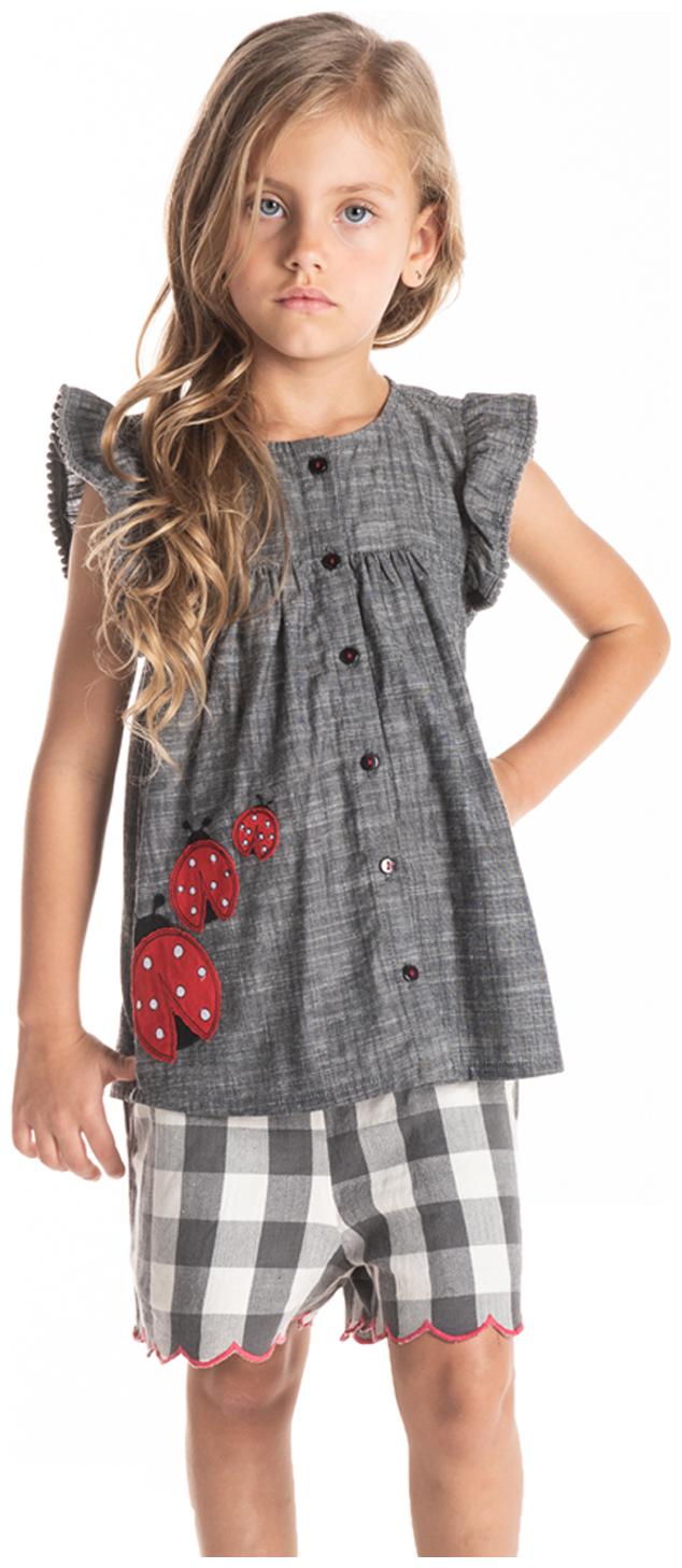 

Cherry Crumble By Nitt Hyman Girl Cotton Printed Top - Grey