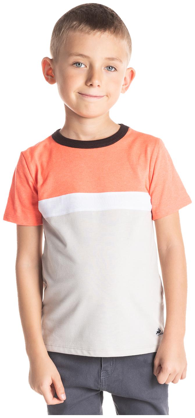 

Cherry Crumble By Nitt Hyman Boy Cotton Colorblocked T-shirt - Orange White