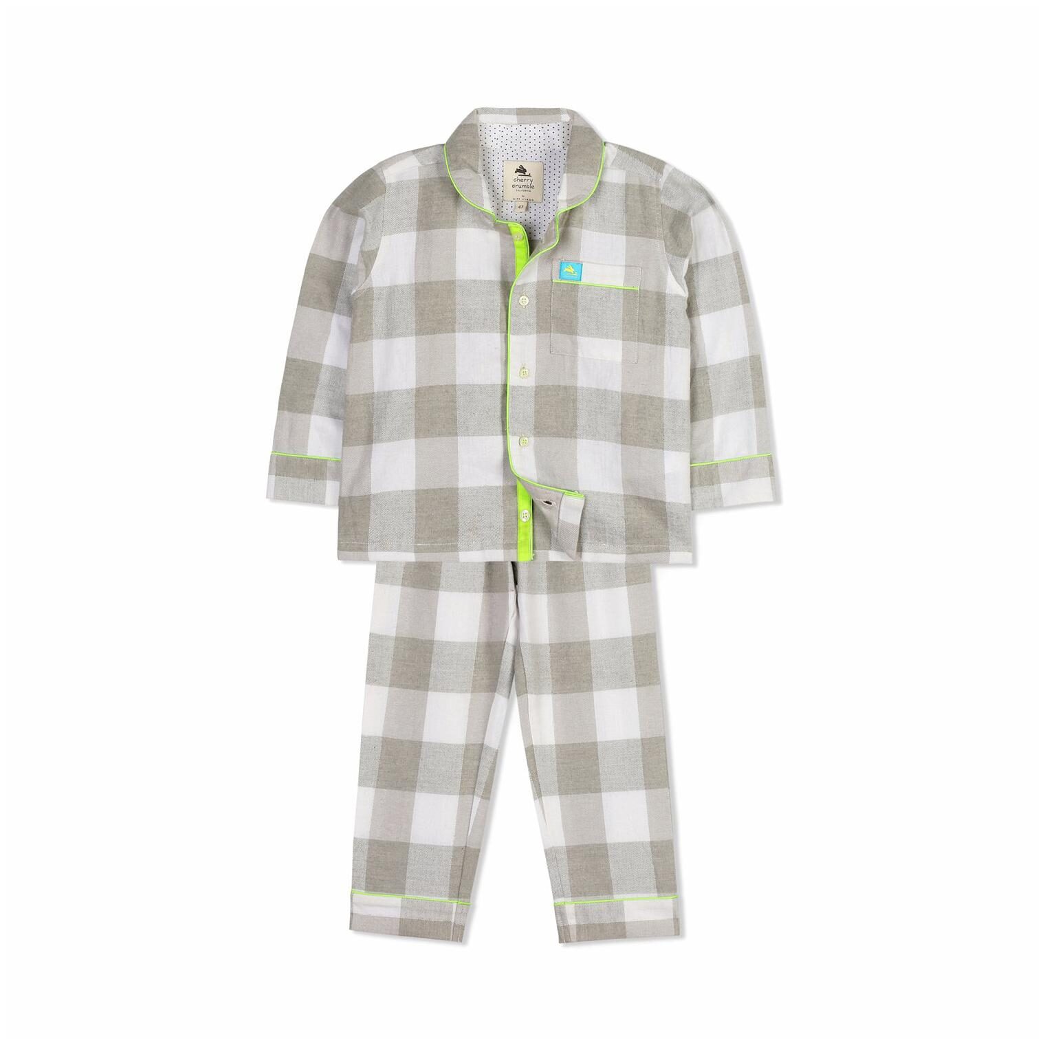 

Cherry Crumble By Nitt Hyman Classic Pyjama Set For Boys Nightwear Set Grey