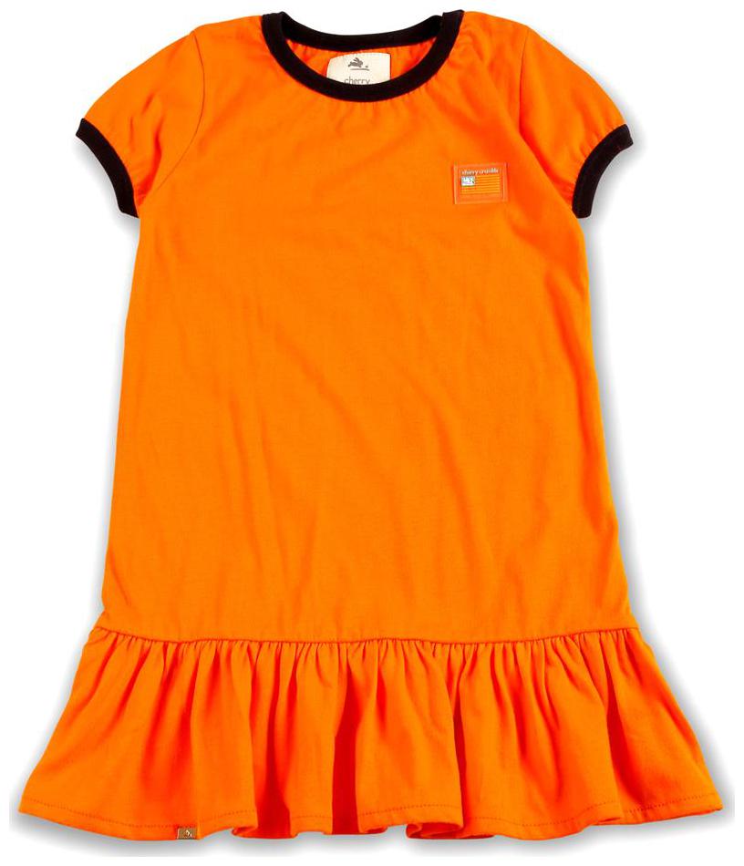 

Cherry Crumble Baby girl Cotton Solid Princess frock - Orange