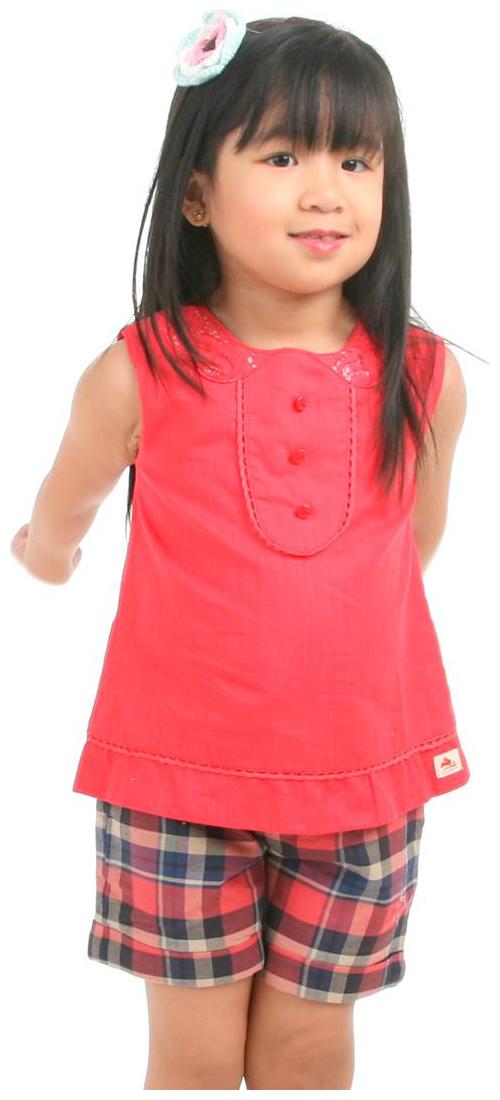 

Cherry Crumble Cotton Solid Top for Baby Girl - Red