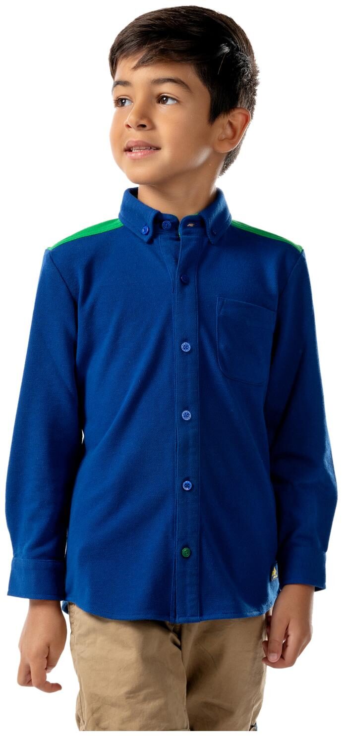 

Cherry Crumble By Nitt Hyman Boy Cotton Solid Shirt Blue