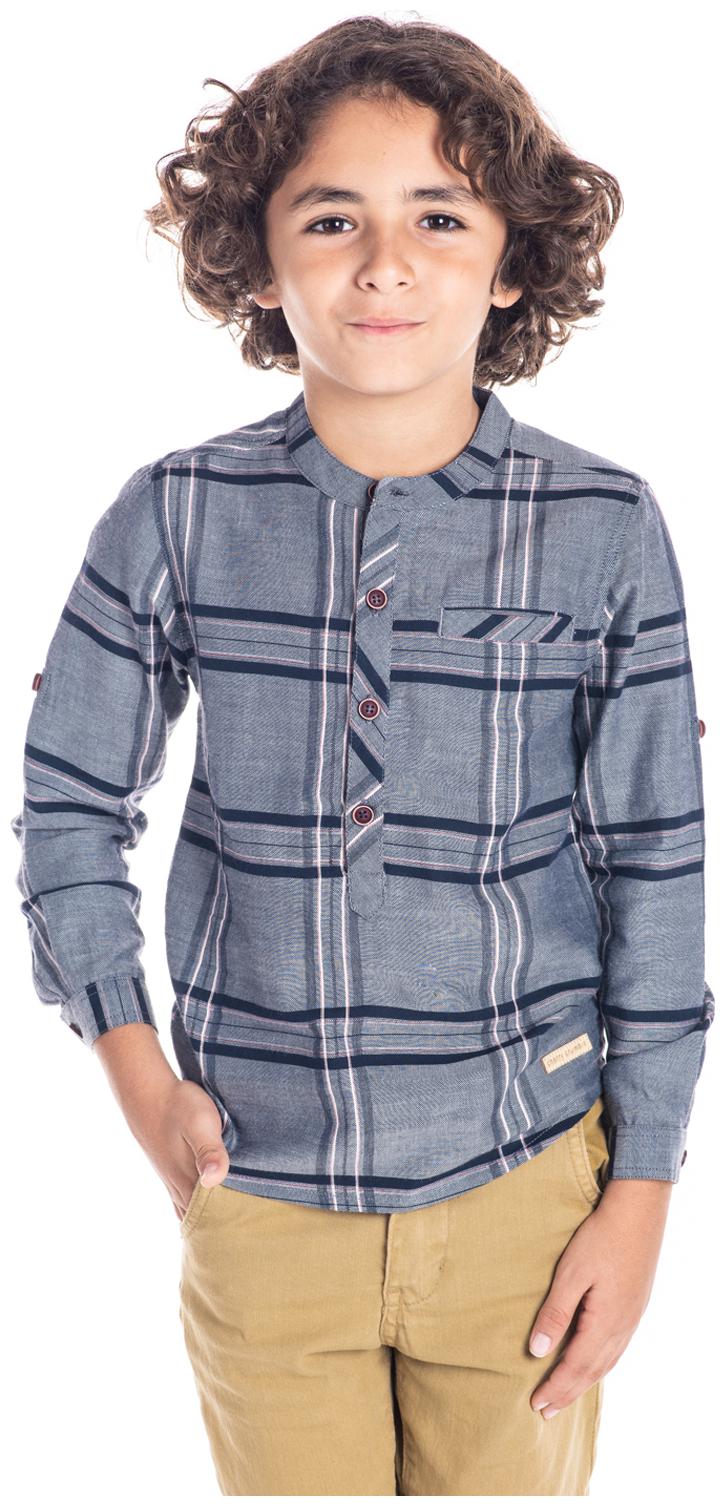 

Cherry Crumble By Nitt Hyman Boy Cotton Checked Shirt Grey