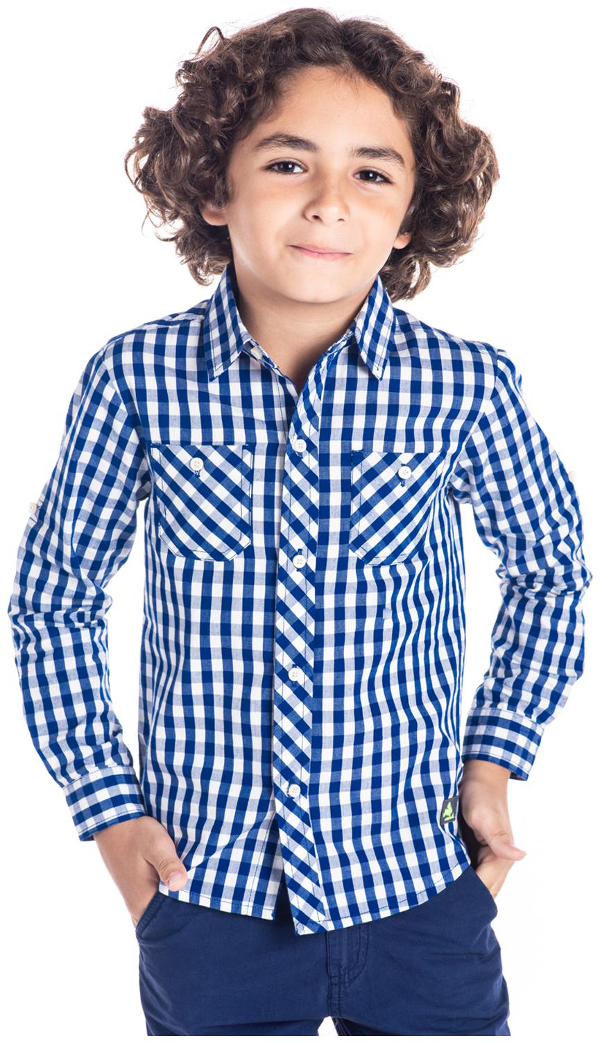 

Cherry Crumble By Nitt Hyman Boy Cotton Checked Shirt Blue