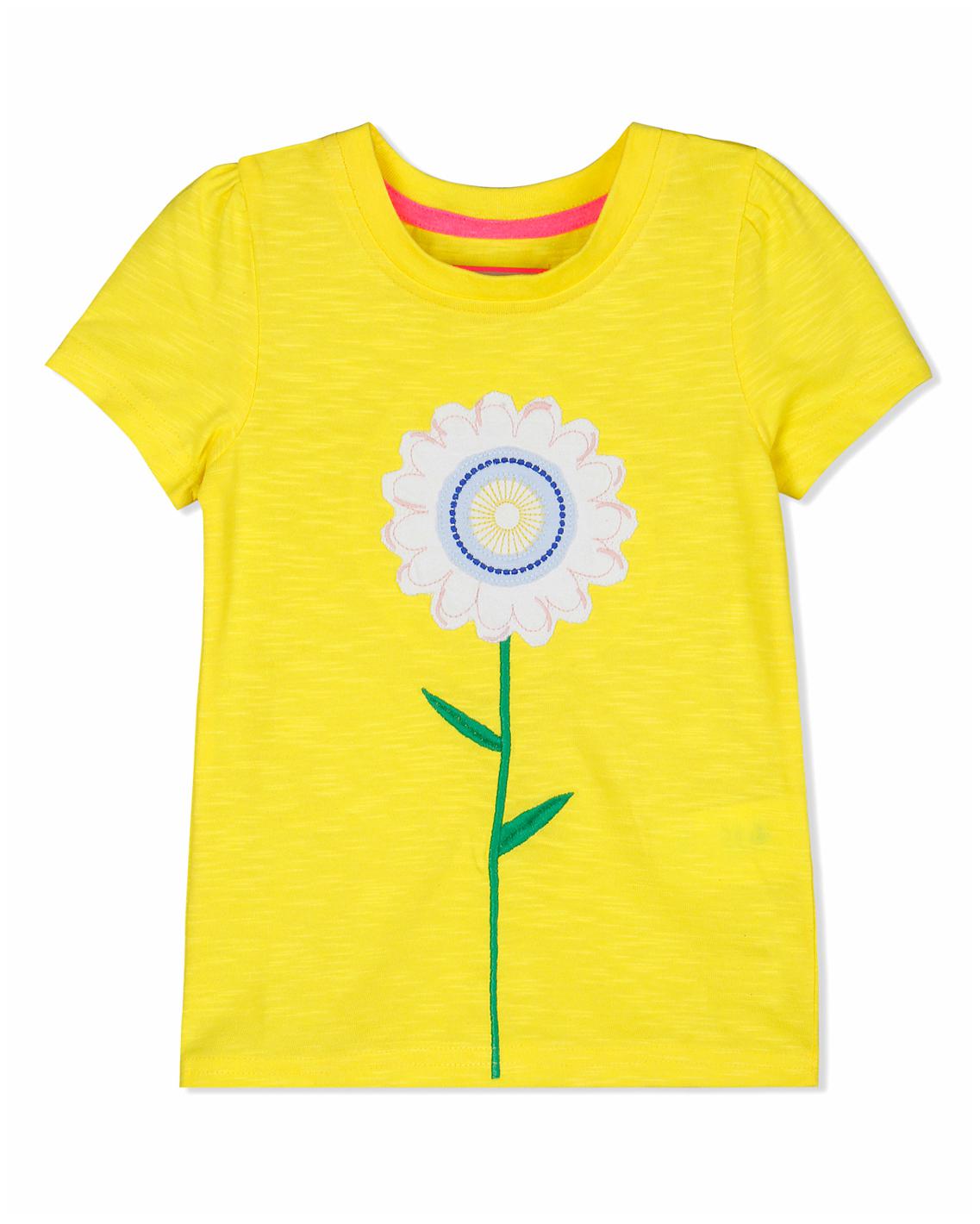 

Cherry Crumble By Nitt Hyman Cotton Solid T shirt for Baby Girl - Yellow