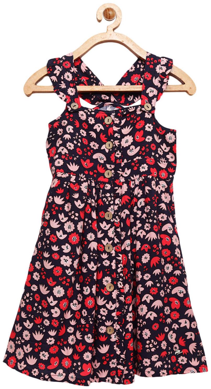

Cherry Crumble By Nitt Hyman Baby girl Cotton Floral Princess frock - Multi