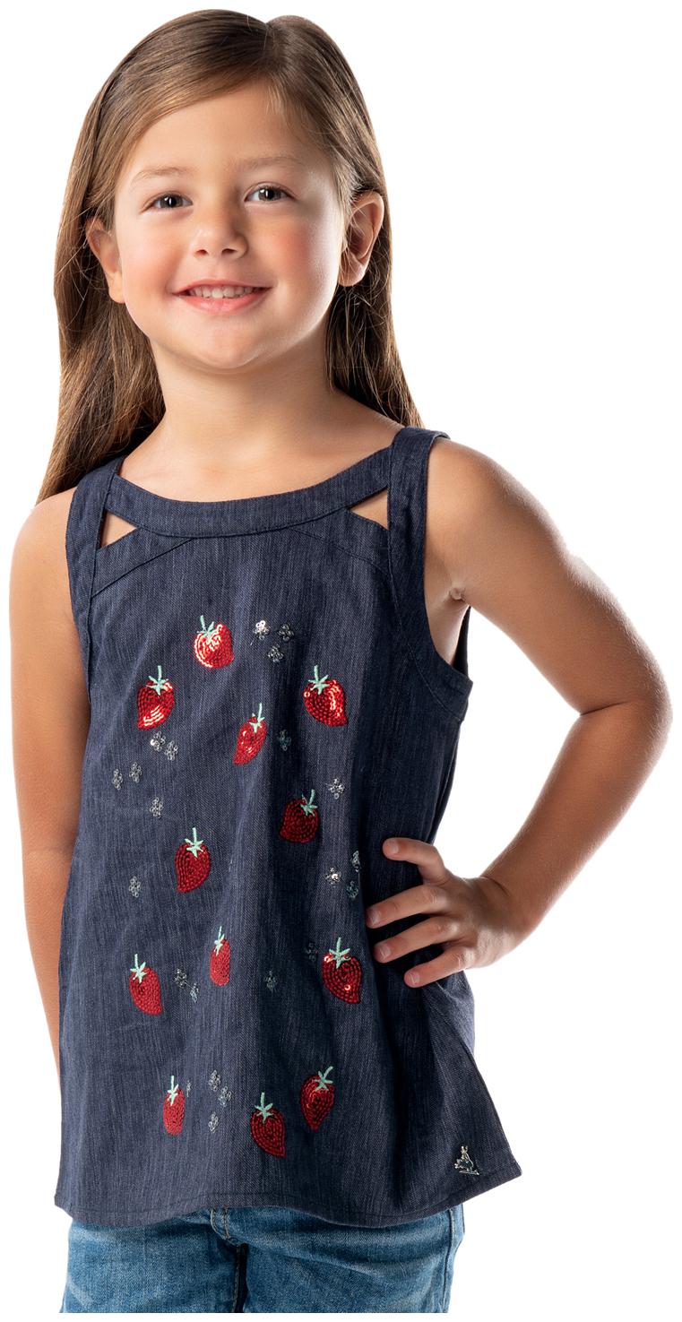 

Cherry Crumble By Nitt Hyman Cotton Solid Top for Baby Girl - Blue